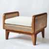 Tara Wood and Rattan Stool